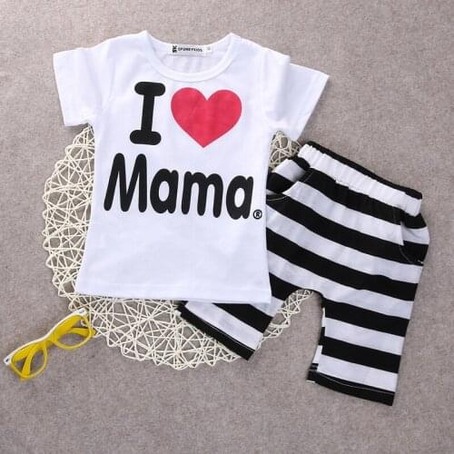 Baby Boy Clothes Baby Sets 2PCS Toddler Baby Girl Boy Outfits Kids Clothes I Love Mama letter Pattern Hot Selling Sets