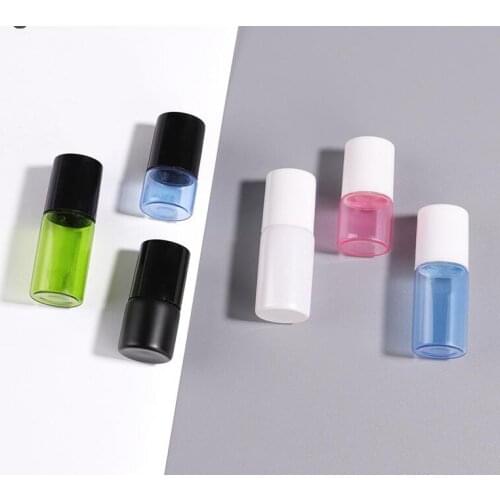20pcs 1ml 2ml 3ml Black/White/Pink/Green/blue Thin Glass Roll on Bottle Sample Test Essential Oil Vials with Roller Glass Ball