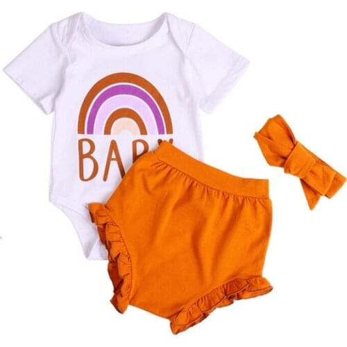 2020 Newborn Kids Baby Girls Clothes Set Outfits Girl Costume Children Clothing Romper Tops Short Pants 3PCS Summer Set