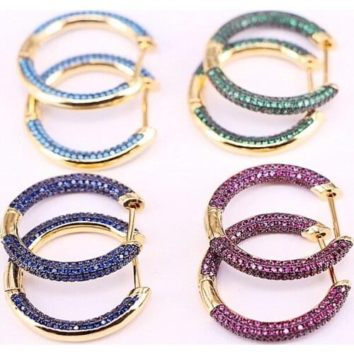 4Pair 26MM, Trendy Mix Color CZ Round Circle Hoop Earrings for Women Bohemia Geometric Statement Hoop Earrings Charm Jewelry