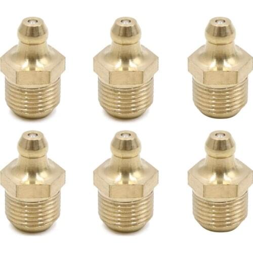 6pcs M12 x 1 Thread Brass Straight Grease Nipple Fitting for Motorcycle Car 12mm