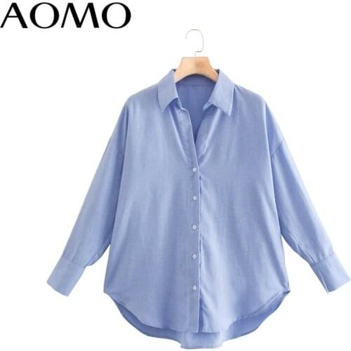 Женские синие рубашки AOMO China At AliExpress