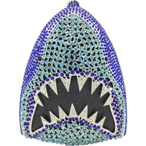 Boutique De FGG 3D Shark Crystal Clutch Purse Evening Bags Clutches Womens Wedding Party Diamond Minaudiere Handbags Purses
