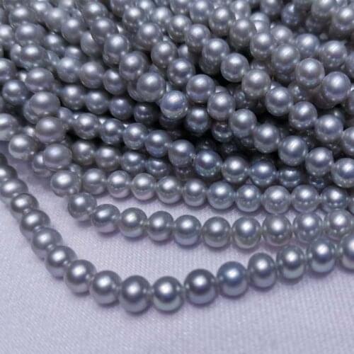 Near 4.5mm round lots of 10 strands gray freshwater cultured pearl loose strings