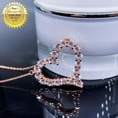 Solid Au750 18K gold Necklace moissanite Diamond DVVS color With national certificate 1019