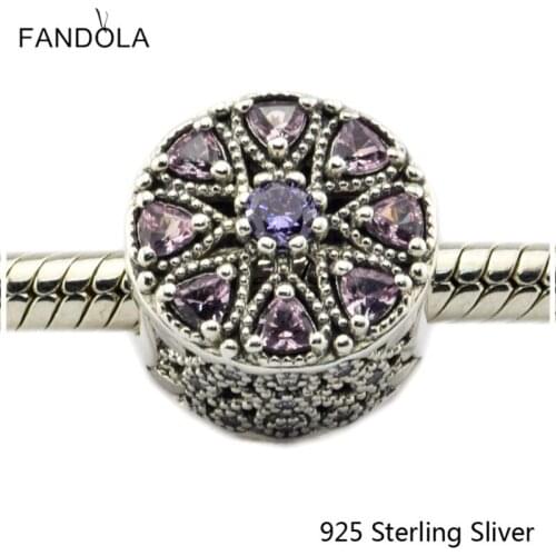 CKK 925 Sterling Silver Shimmering Medallion, Multi-Colored Charms Beads Fits Original Bracelets DIY Jewelry