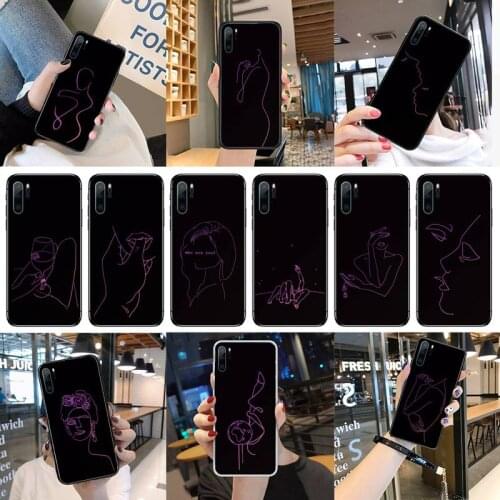 Elegant Beauty Curved Line Phone Case For Huawei P40 P20 P30 Mate 40 20 10 Lite Pro Nova 5t P Smart 2019
