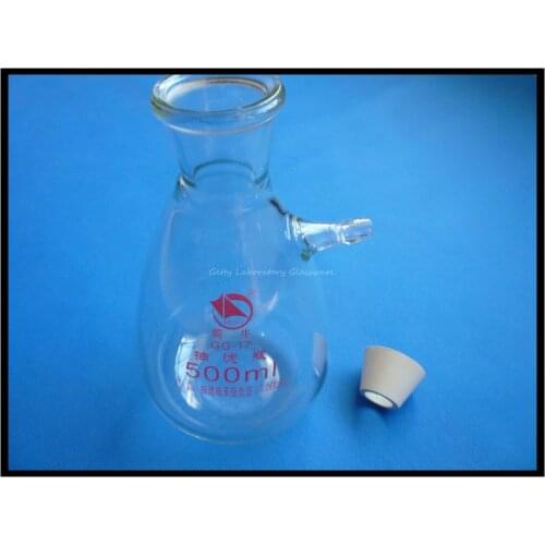 500ml Buchner Filting Flask, Heavy Wall, Borosilicate Glass Material, with Matching Rubber Adapter