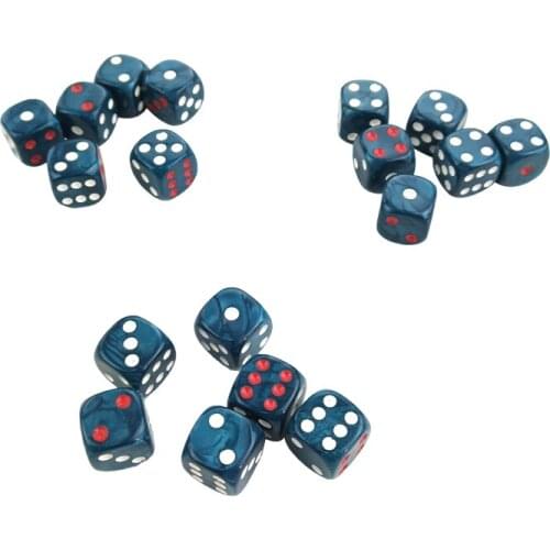 Blue Dice Table Games D6 High-quality Plastic Product New 50/100/200 PCS Acrylic Dice 16mm Round Corner Marble effect Dice Set