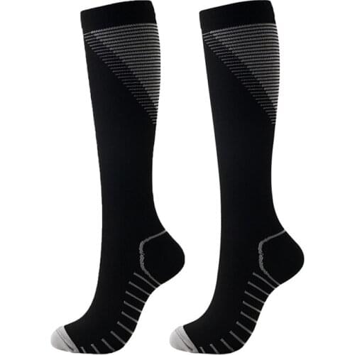 Women Men Sports Socks Compression stripe Knee-high Polyester Nylon Stocking Footwear Accessoriesym
