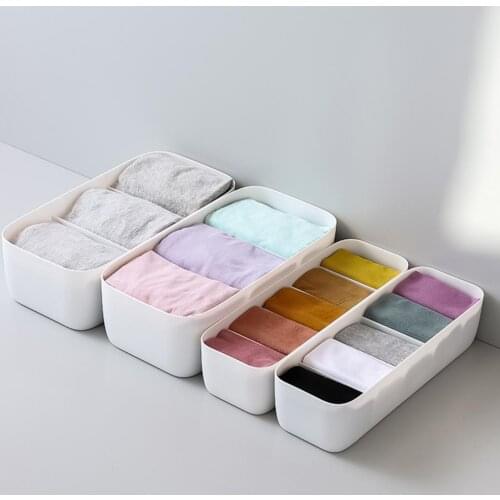 3/5 Grids Women Men Socks Bra Underwear Storage Box Wardrobe Storage Box Basket Organizer Plastic Container Accessories Tools