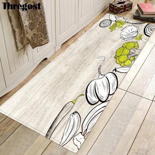 Thregost Kitchen Floor Mats Printed Microfiber Anti-Slip Europe Door Mat Entrance Rugs Washable Home Mats Long Indoor Doormat