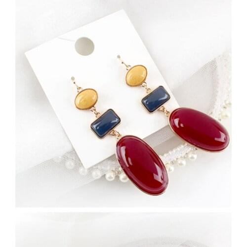 Exaggerated Fashion Metal Irregular Bright Face Personality Retro Long Geometric Net Red Temperament Womens Earrings
