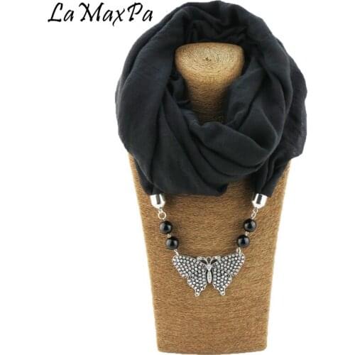 LaMaxPa 2018 Newest Women Fashion Alloy Necklaces Pendant Scarf Ladies Fashionable Charms butterfly Jewelry Accessories Scarves