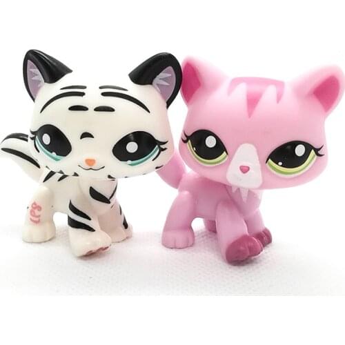 LPS 2PCS/ rare pet shop toy standing short hair cat figure original kitten #1498# 1788 littlest animal collection for a gift