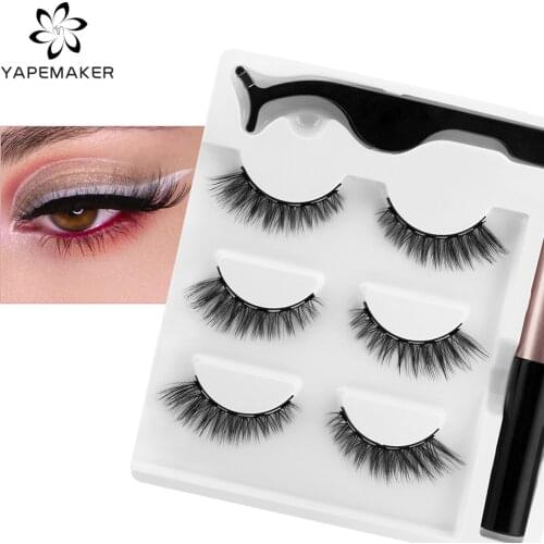 YAPEMAKER Magnetic Eyelashes 3D Mink Natural False Eyelashes Waterproof Magnetic Eyeliner Eyelashes Set Makeup Extension Tools