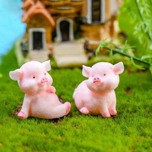 Cartoon Pink Pig Figurines Naughty Animal Toy Creative Model Statue Ornament Miniatures Handmade DIY Resin Craft