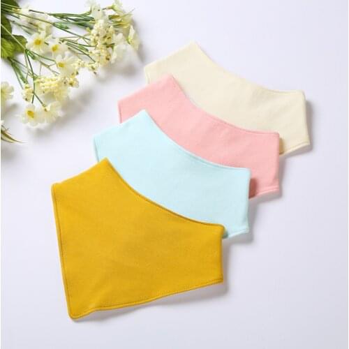 Baby Bibs Cotton Accessories Newborn Solid Color Snap Button Soft Triangle Feeding Drool Scarf Saliva Towel Adjustable Clothing