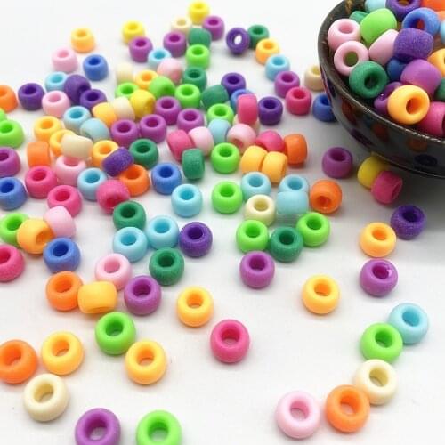 New 8mm 50pcs Color Frosted Acrylic Large Hole Beads DIY Handmade Bead Material Accessories
