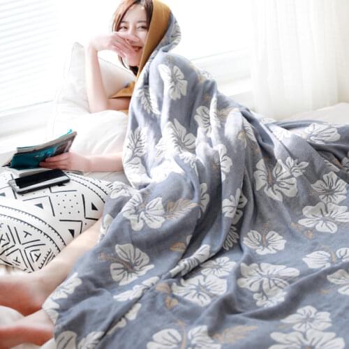 Nordic flower leisure blanket cotton gauze adult summer nap air-conditioning blanket soft sofa towel hotel home decor beds cover