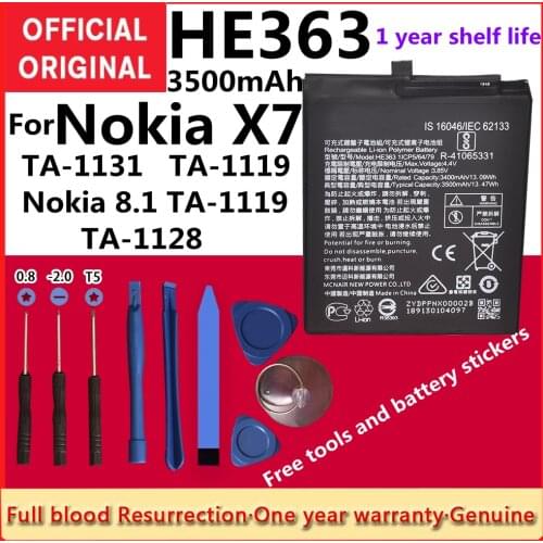Original HE363 3500mAh Battery for Nokia X7 TA-1131 TA-1119/Nokia 8.1 TA-1119 TA-1128 HE 363 Batteries Bateria +Tracking +Tools