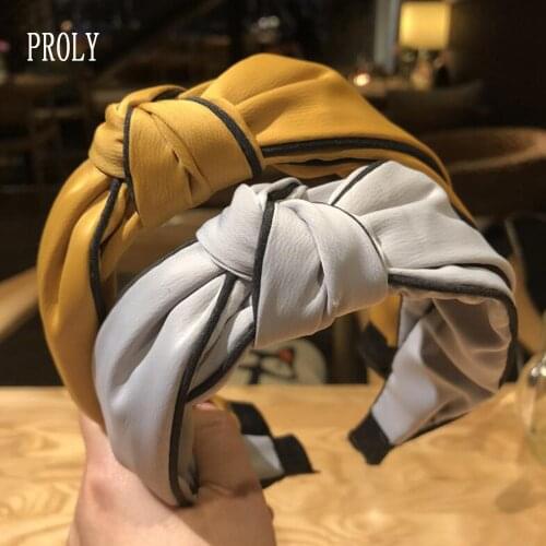 PROLY New Fashion Women Headband Classic Hair Band Girls Solid Center Knot Hairband Turban Adult Hair Accessories Wholesale