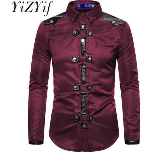 Halloween Medieval Shirt Man Renaissance Steampunk Tops Gentleman Coat Retro Gothic O Ring Rivet Slim Viking Knight Costume