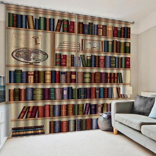 Bookself curtains 3D Blackout Curtains For Living room Bedding room Drapes Cotinas para sala Decoration curtains