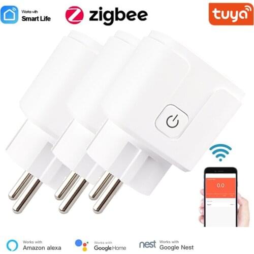 ZigBee Smart Plug 16A EU Socket Tuya Smart Life APP Work With Alexa Google Home Voice Control Real-Time Monitor Timing Function