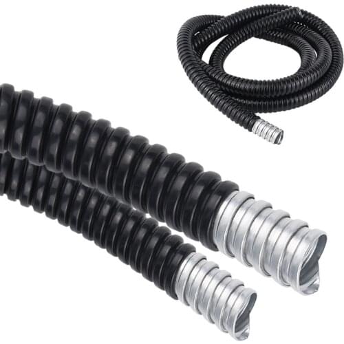 1m Waterproof Plastic Coated Metal Hose Threaded Corrugated Pipe Wire Harness Casing For Cable Line Protecter Diameter 6mm-50mm