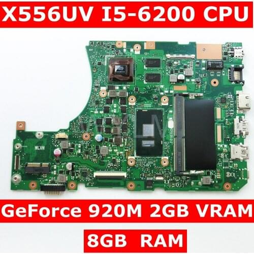 X556UV i5-6200 CPU GeForce 920M 2GB VRAM 8GB RAM Mainboard For ASUS X556UV X556UB X556UR X556UF X556UJ Laptop Motherboard Tested