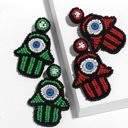 Bohemian Beads Earrings For Women Evil Eye Fatima Hand Earrings Beaded Pendant Earrings Handmade Brand Design Jewelry ers-q91