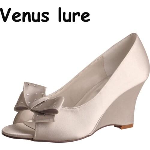 23 Colors Ladies Wedge Shoes Grey Peep Toe Bridesmaid Shoes in Guangzhou 7.5CM Heel