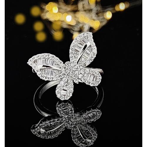 2021 New Trendy Butterfly 925 Sterling Silver Fashion Ring For Women Party Gift Jewelry Wholesale R6134