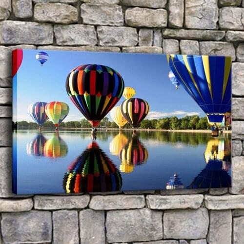 Home Decorative Children Room Wall Artwork 1 Panel Colourful Lovely Hot Air Balloon Poster Modern Canvas Print Type Painting