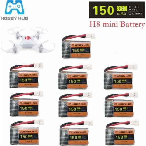 10PCS 3.7V 150mAh 30c For H2 H8 H48 U207 Battery RC Quadcopter Drone Parts 150mah 3.7v Lipo Battery