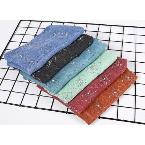 10pcs/Lot Linen Viscose Cotton Hijab Scarf Shinny Diamonds With Glitter Shawls Islamic Headscarf Femme Musulman