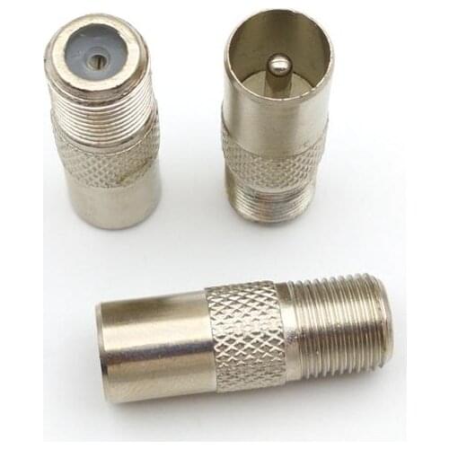 1000pcs F female jack to IEC PAL DVB-T TV male plug RF connector New