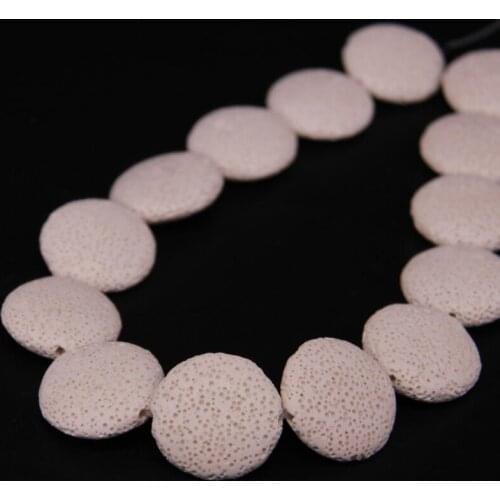 2Strand/Lot,Natural White Volcano Lava Rock Flat Round Coin Shape Slab Beads Wholesale,Charms DIY Pendant Earring Jewelry Making