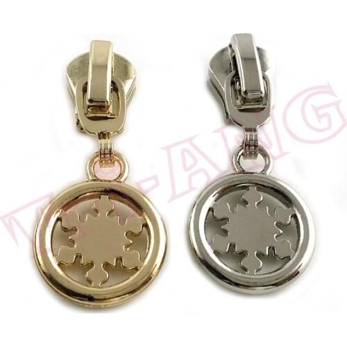 20pcs/lot, Exquisite snowflake shape 5# metal zipper sliders for metal nylon resin zipper
