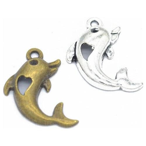 30pcs Fashion gifts vintage lovely dolphin alloy charms DIY making bracelet necklace jewelry accessories Animal Pendant series