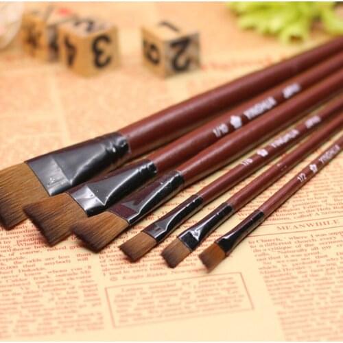 6Pcs Creative Painting Brush Nylon Hair Pen Waterbrush Flat Tip Acrylic Gouache Watercolor Oil Painting Art Tools in stock