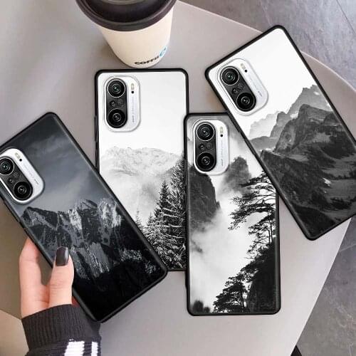 Black White Mountain Tree Phone Case for Xiaomi Redmi Note 9S 10 K40 8 9 8T 9T 7 9C 9A 7A 6A 8A K30 Pro Silicone Soft Funda Capa