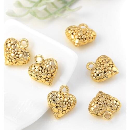 DIY Ornament Accessory Pendant Metal Beaded Brass Gold-Plated Hollow Small Peach Heart Shaped Love Pendant jewelry making