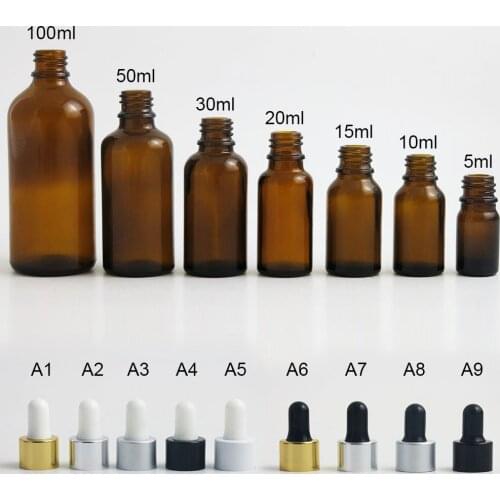 360pcs/lot Glass Amber Essential Oil Bottle With Dropper For e Liquid Reagent Pipette 5ml 10ml 15ml 20ml 30ml 50ml 100ml