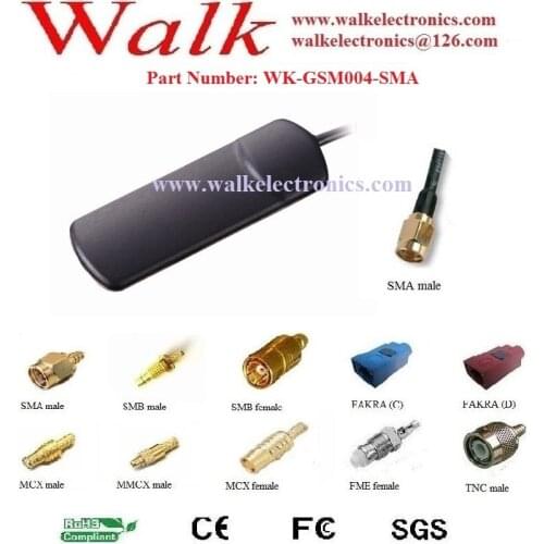 Adhesive mount gsm antenna, gsm patch antenna, AMPS quad band antenna, gprs antenna, SMA male connector, RG174 cable