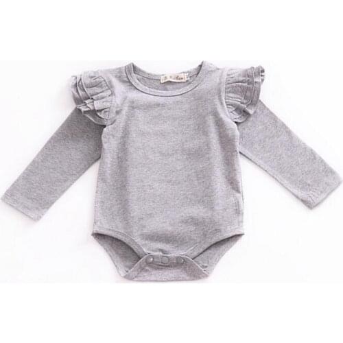 Girls TRIPLE flutter cotton ruffle long sleeve icing raglan romper