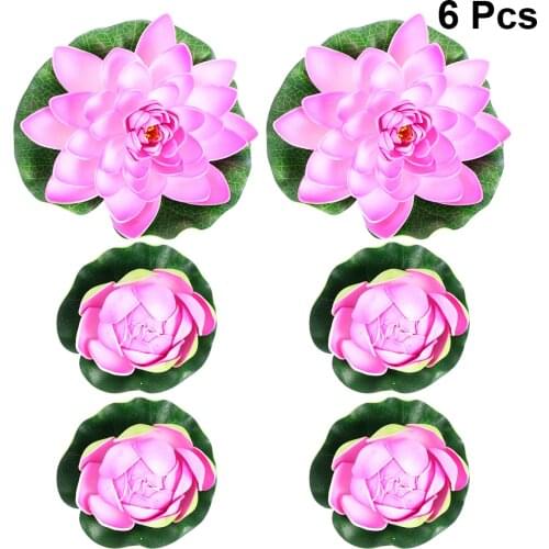 6PCS Simulation Lotus Lilies Artificial Plastic Pond Plants Home Decoration