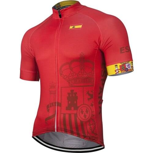 Spain cycling jersey men summer breathable short sleeve red bicycle clothing maillot ciclismo
