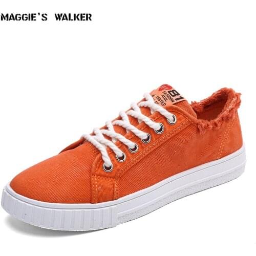 Maggies Walker Unisex Canvas Casual Shoes Mens Fashion Platform Candy Color Canvas Lacing Outdoor Shoes Size Unisex 35~44